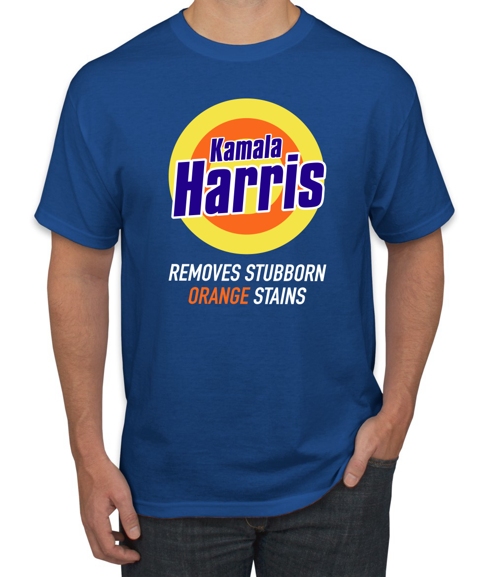 Kamala Harris Funny Removes Stubborn Orange Stains Parody Men's T-Shirt - Picture 9 of 13