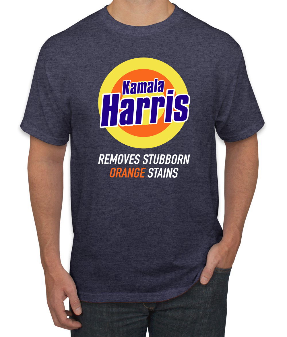 Kamala Harris Funny Removes Stubborn Orange Stains Parody Men's T-Shirt - Picture 11 of 13