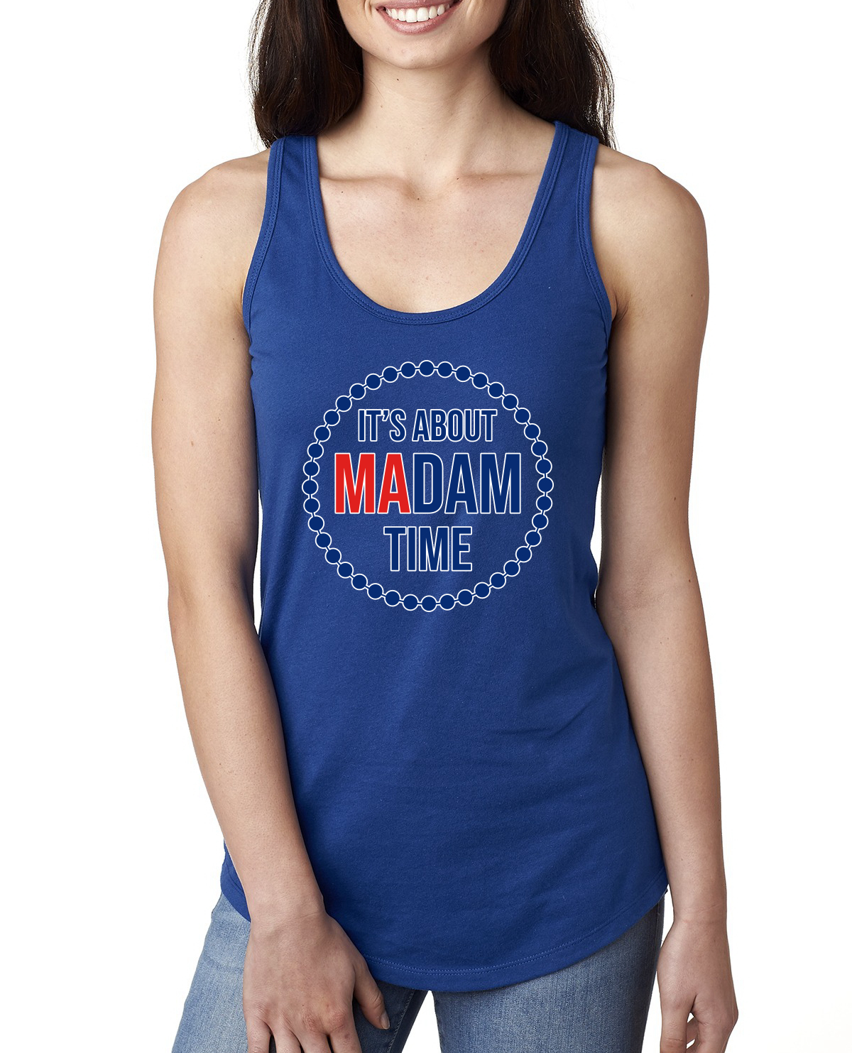 It About Madam Time Funny Kamala Harris President 2024 Pun Ladies Tank Top - Picture 7 of 7