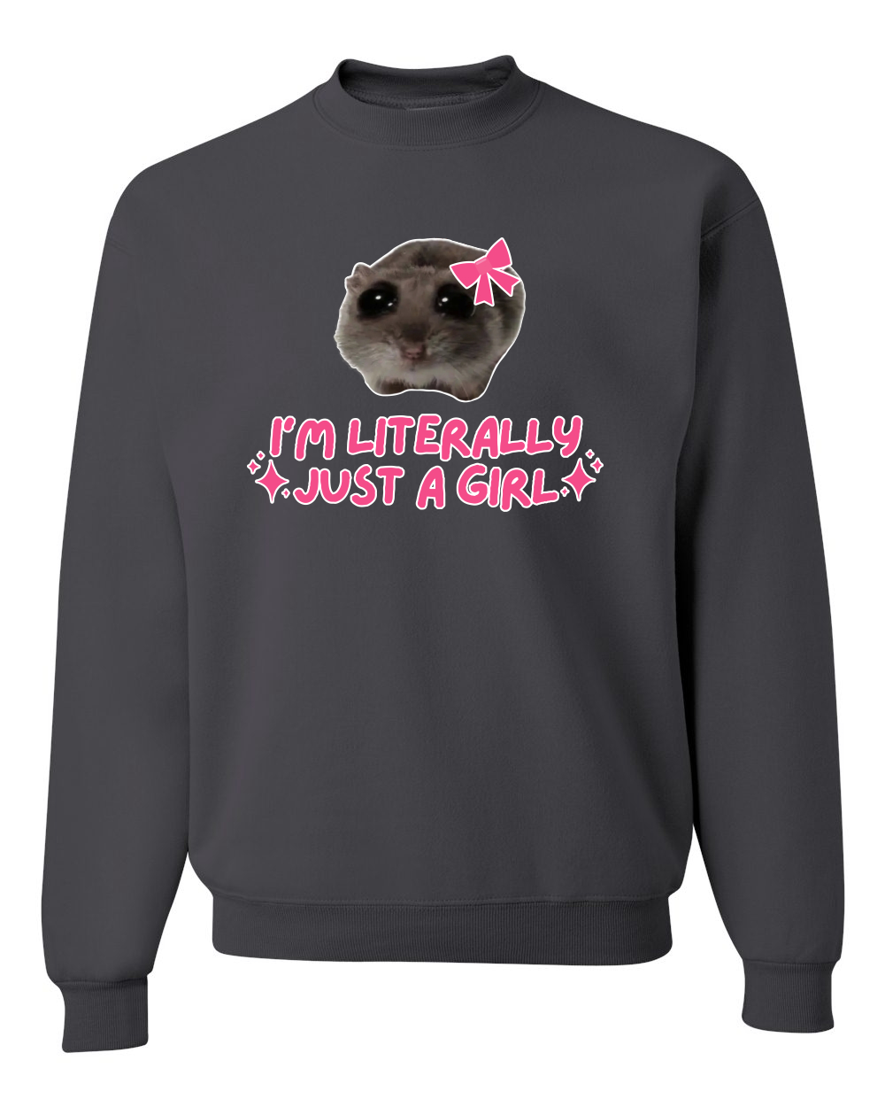 I'm Literally Just a Girl Funny Shirt Cat Meme Unisex Crewneck Sweatshirt - Picture 4 of 23