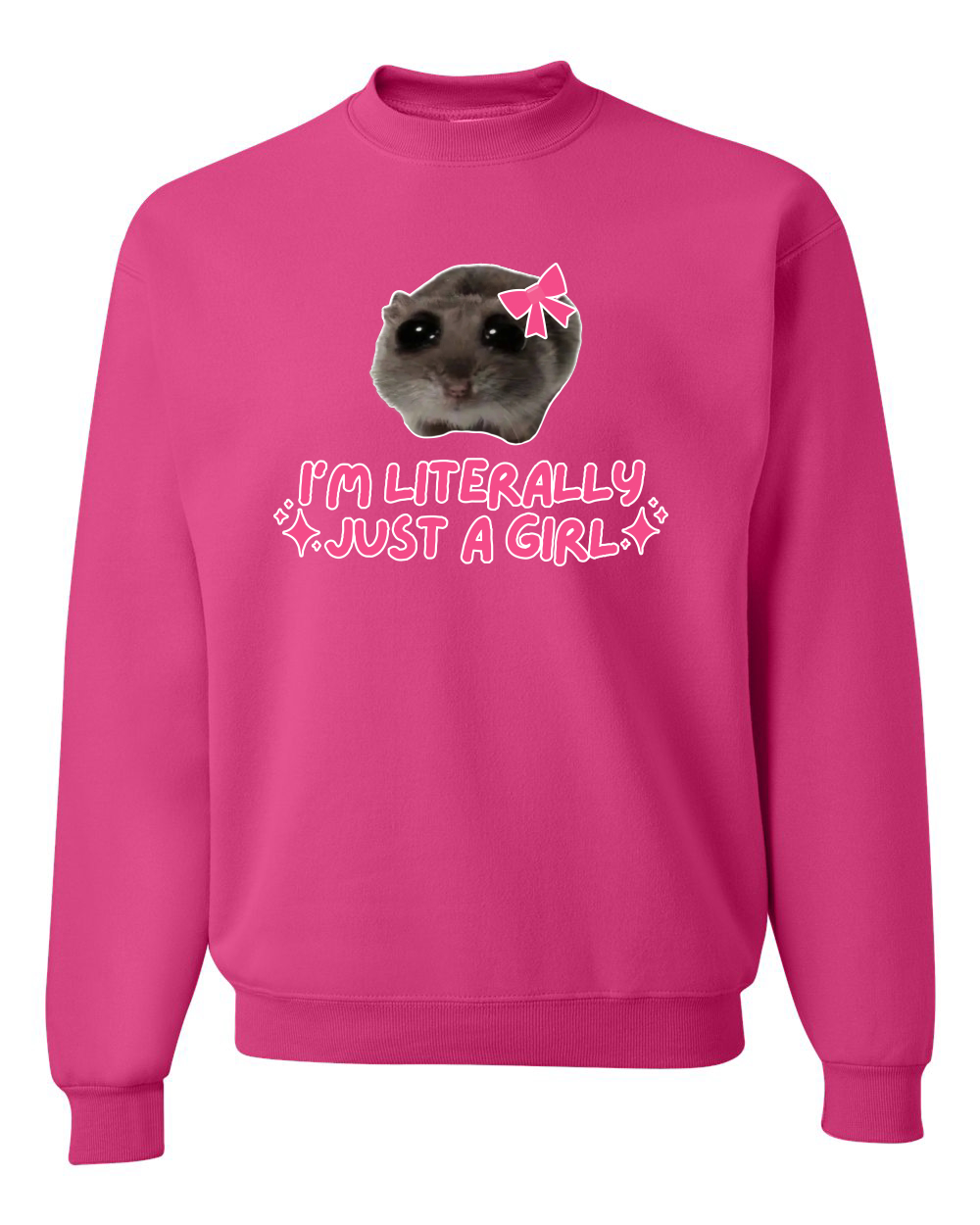 I'm Literally Just a Girl Funny Shirt Cat Meme Unisex Crewneck Sweatshirt - Picture 6 of 23