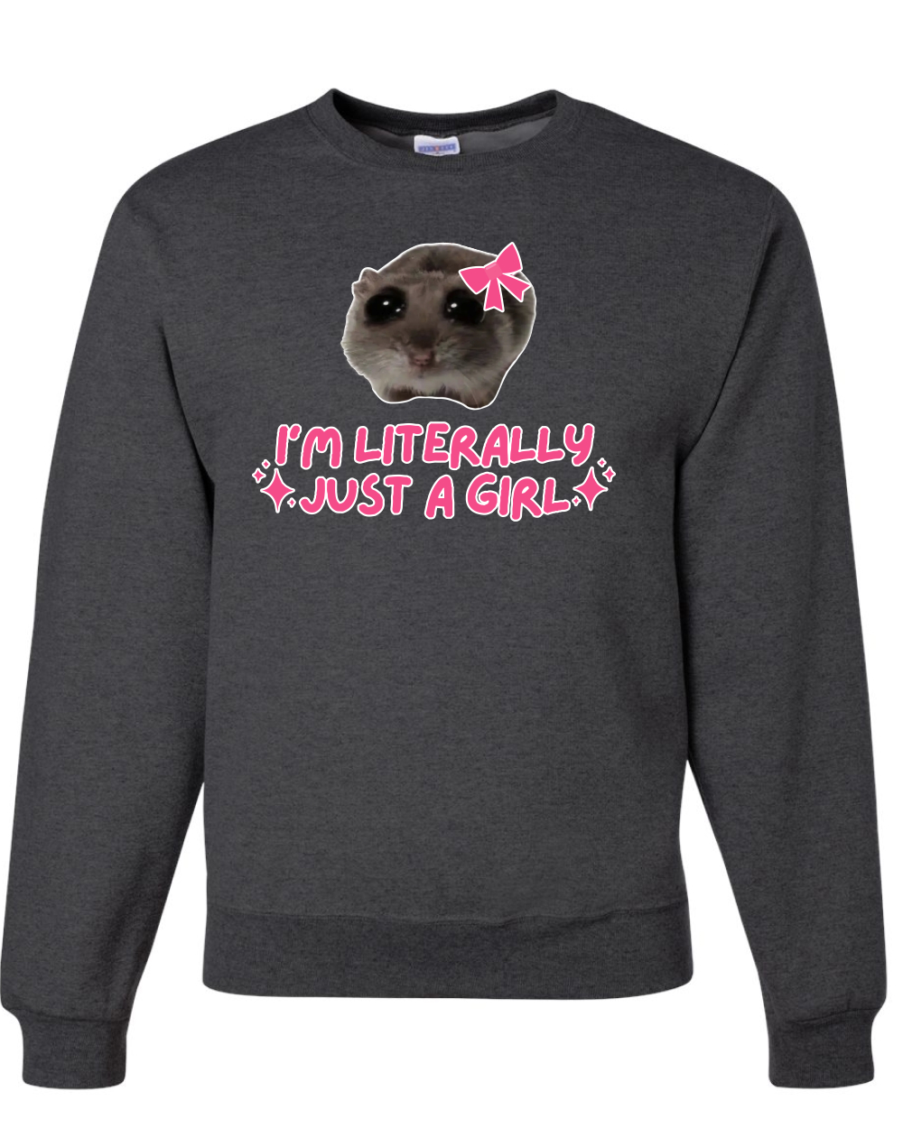 I'm Literally Just a Girl Funny Shirt Cat Meme Unisex Crewneck Sweatshirt - Picture 7 of 23