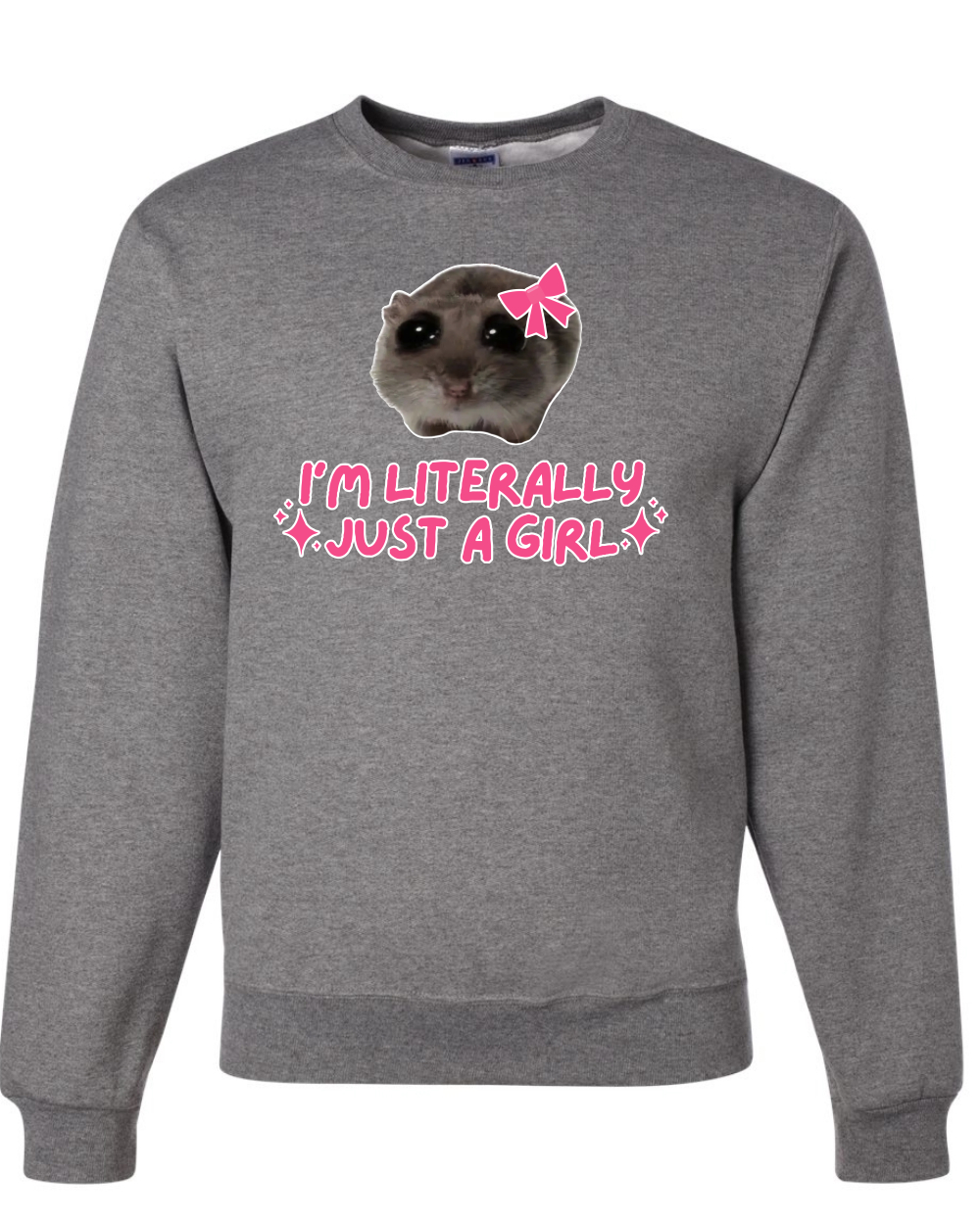 I'm Literally Just a Girl Funny Shirt Cat Meme Unisex Crewneck Sweatshirt - Picture 8 of 23