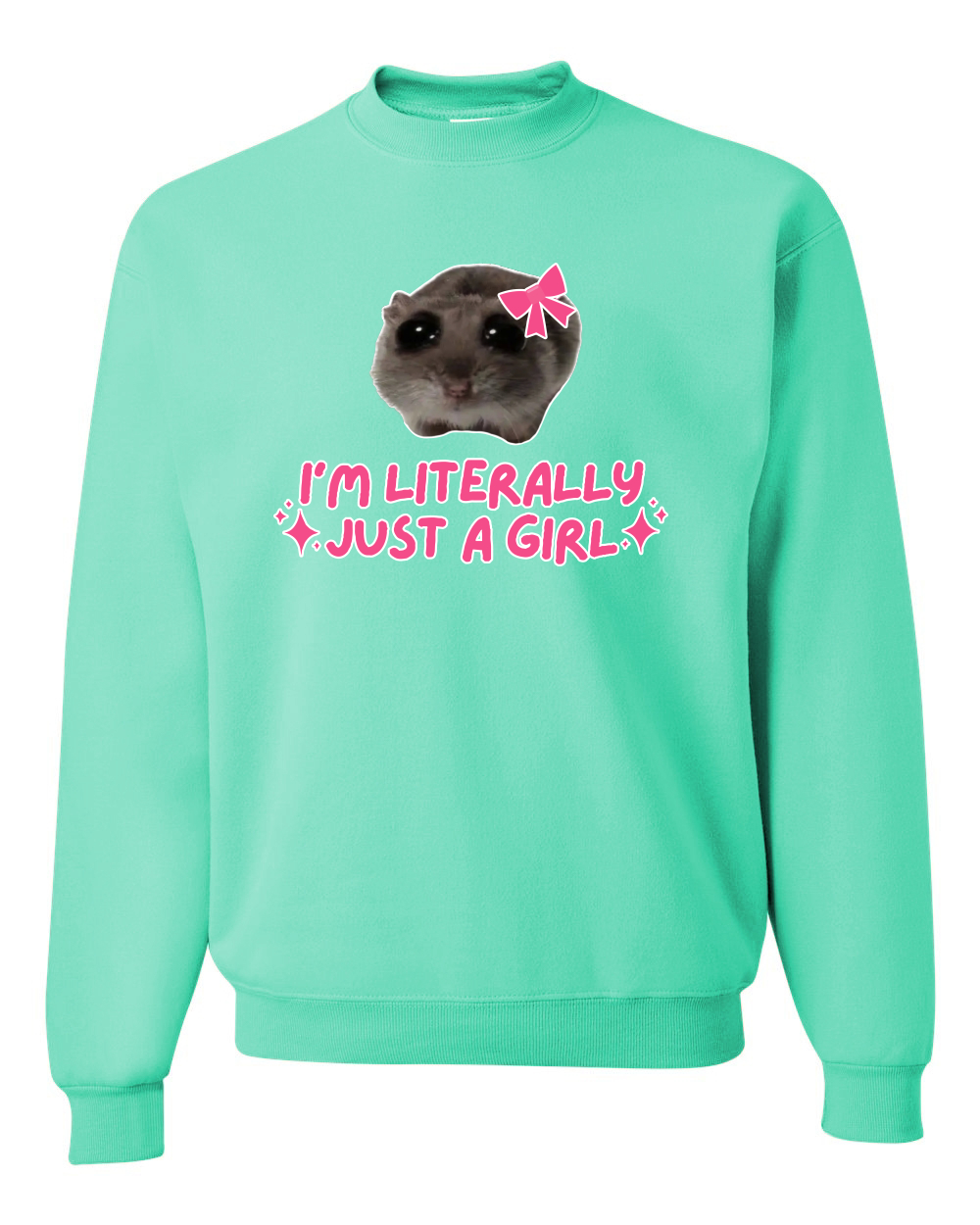 I'm Literally Just a Girl Funny Shirt Cat Meme Unisex Crewneck Sweatshirt - Picture 22 of 23
