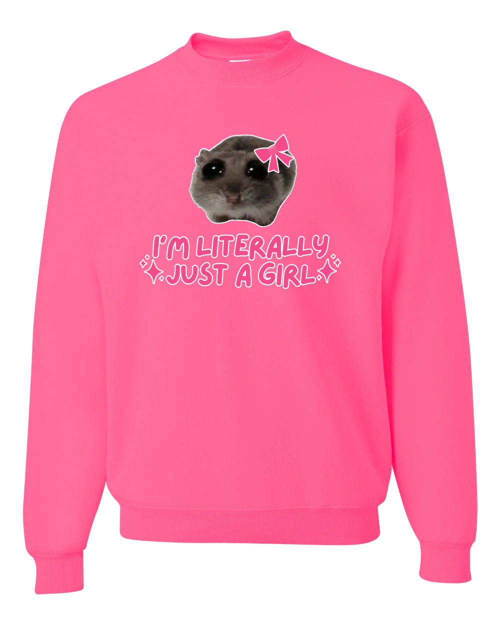 I'm Literally Just a Girl Funny Shirt Cat Meme Unisex Crewneck Sweatshirt - Picture 13 of 23