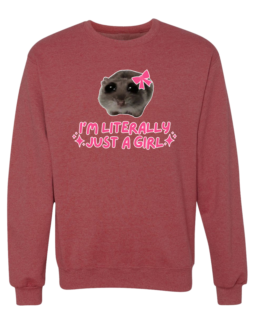 I'm Literally Just a Girl Funny Shirt Cat Meme Unisex Crewneck Sweatshirt - Picture 20 of 23