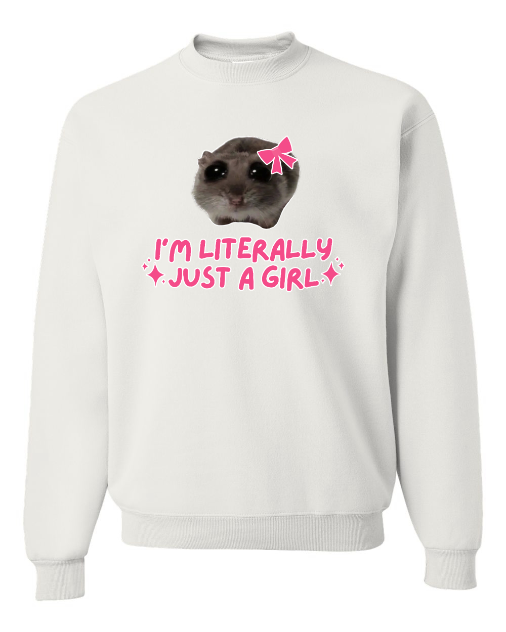I'm Literally Just a Girl Funny Shirt Cat Meme Unisex Crewneck Sweatshirt - Picture 21 of 23