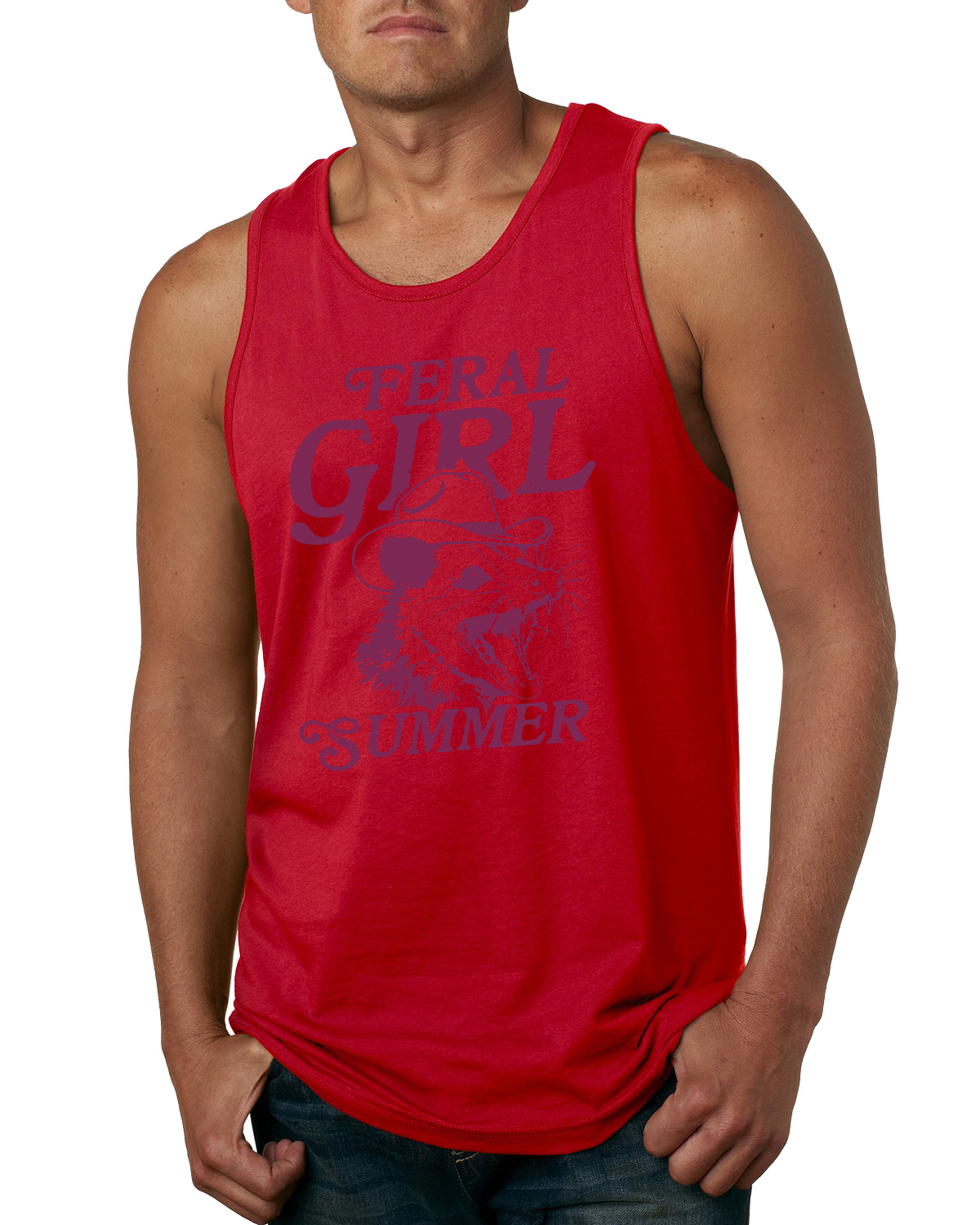 Feral Girl Sommer Opossum, lustiges Possum Meme Herren Tank Top - Bild 7 von 9