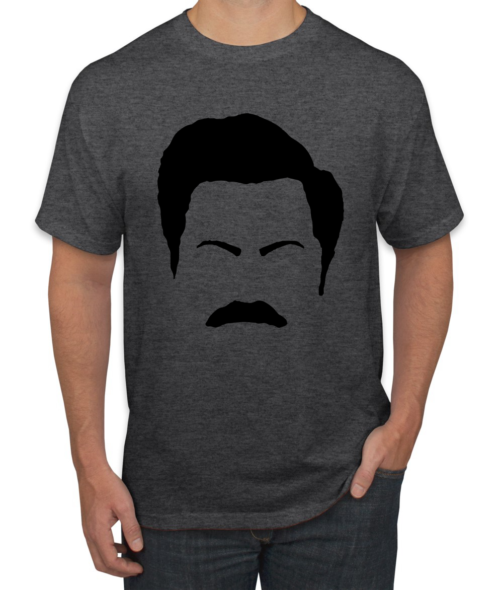 Camiseta de Parks and Rec Fans Ron Swanson Silueta Cara de Bigote Cultura Pop - Imagen 7 de 25