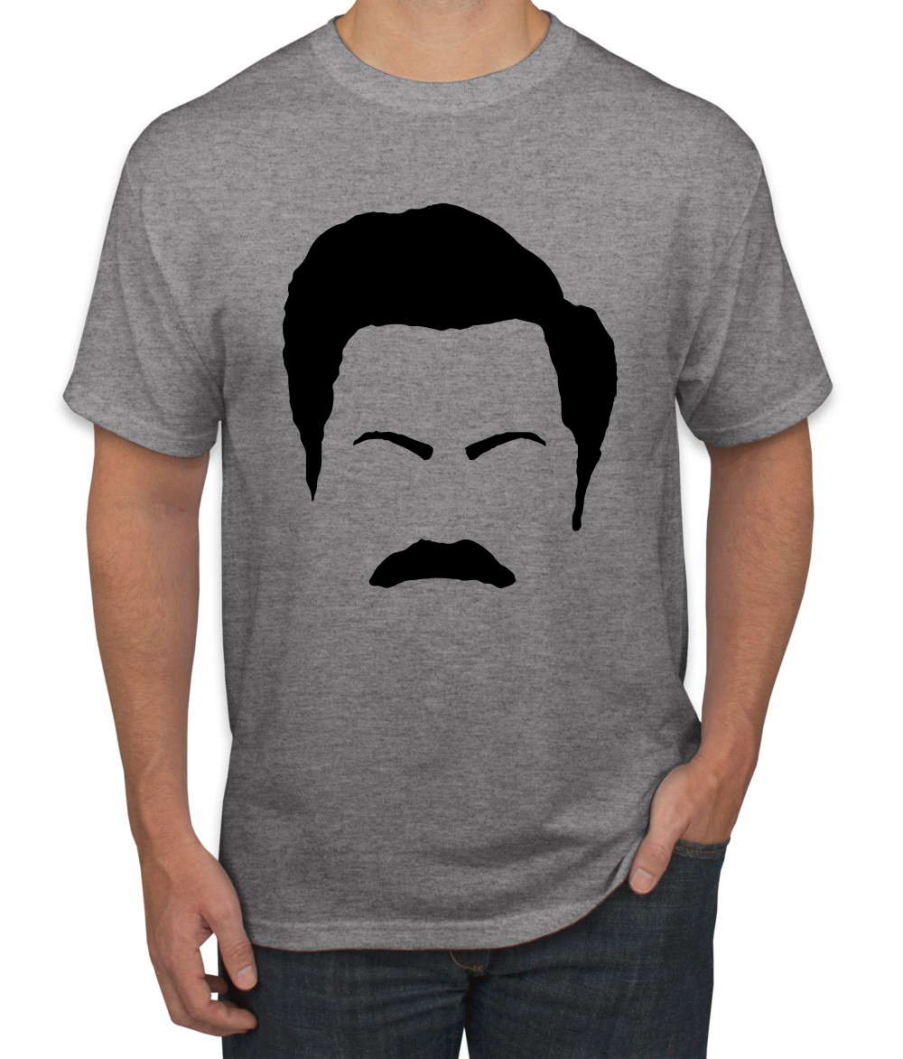 Camiseta de Parks and Rec Fans Ron Swanson Silueta Cara de Bigote Cultura Pop - Imagen 8 de 25