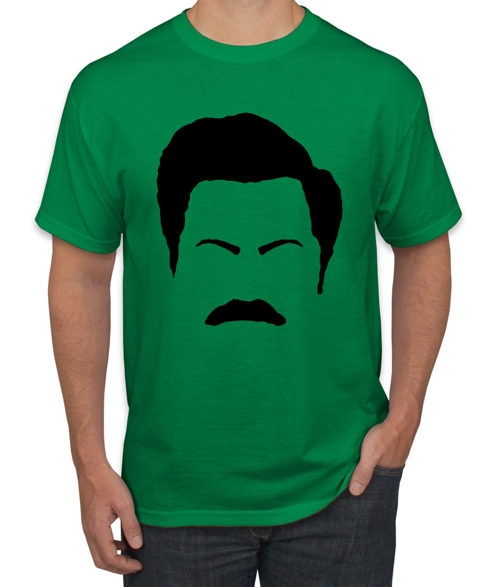 Camiseta de Parks and Rec Fans Ron Swanson Silueta Cara de Bigote Cultura Pop - Imagen 9 de 25