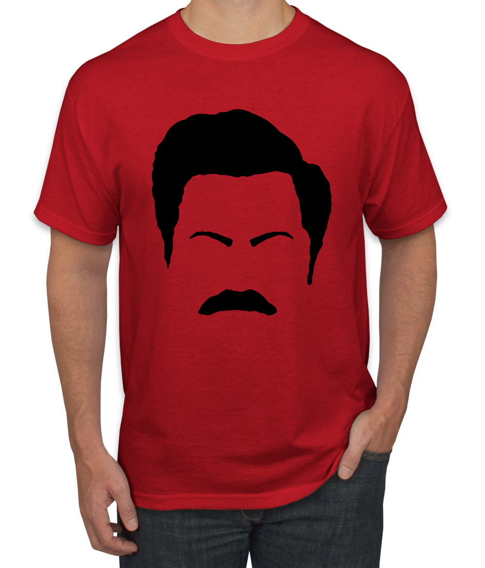 Camiseta de Parks and Rec Fans Ron Swanson Silueta Cara de Bigote Cultura Pop - Imagen 19 de 25