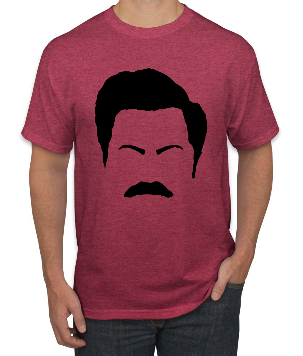 Camiseta de Parks and Rec Fans Ron Swanson Silueta Cara de Bigote Cultura Pop - Imagen 25 de 25