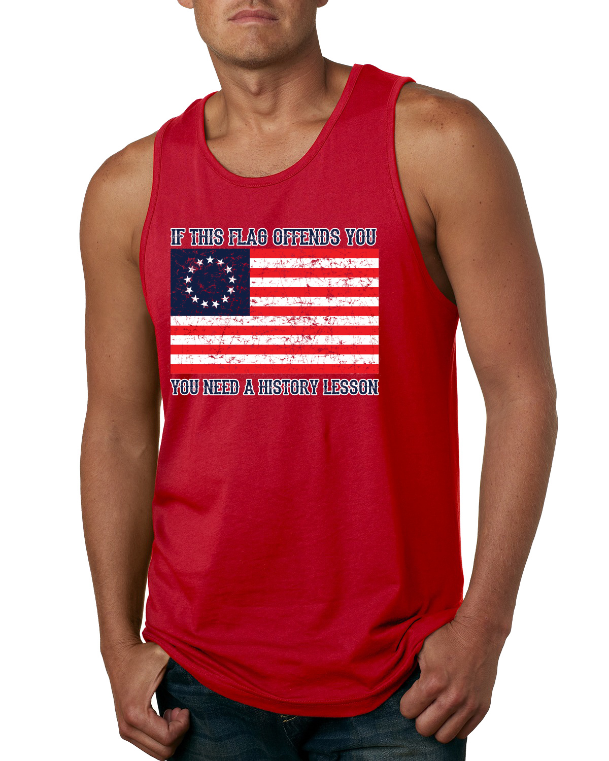 Camiseta sin mangas If this Flag Offends Necesitas una lección de historia Betsy Ross EE. UU. 13 estrellas - Imagen 6 de 9