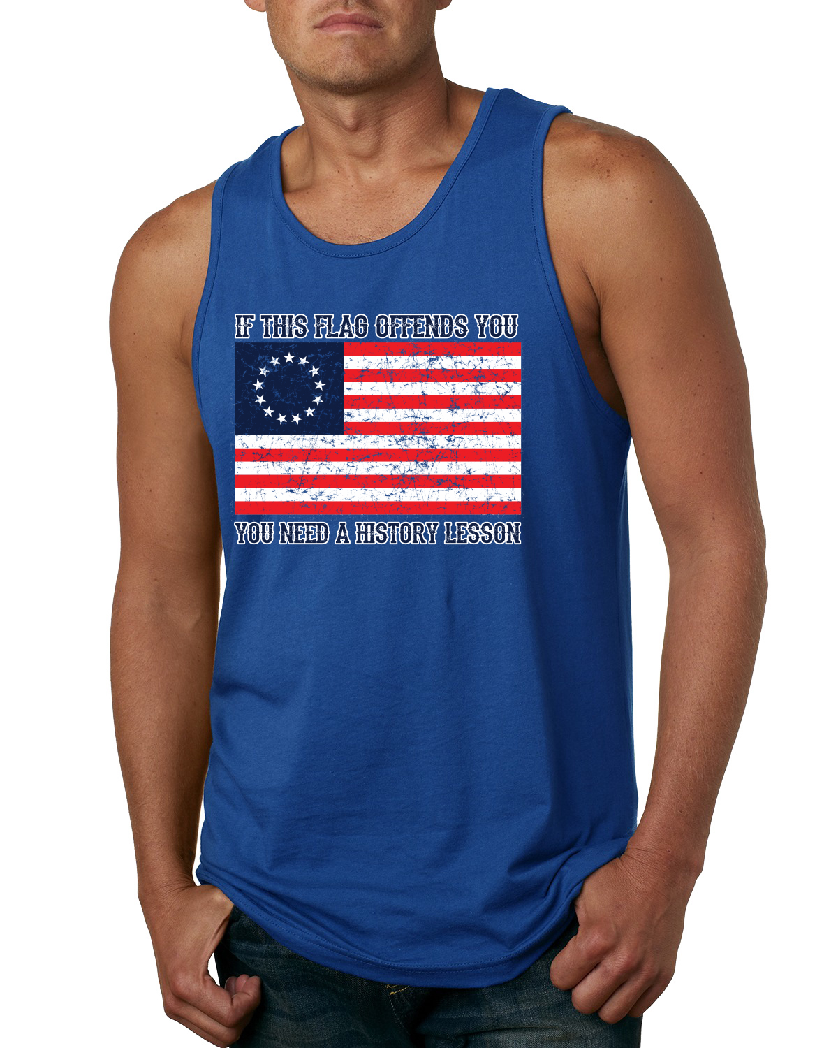 Camiseta sin mangas If this Flag Offends Necesitas una lección de historia Betsy Ross EE. UU. 13 estrellas - Imagen 7 de 9