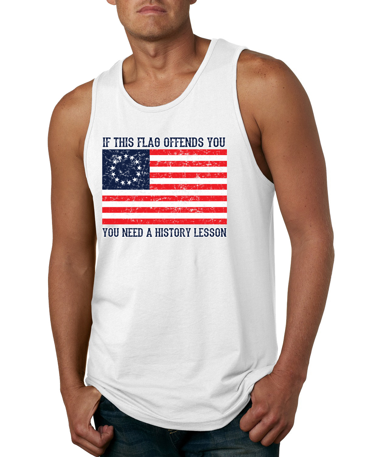 Camiseta sin mangas If this Flag Offends Necesitas una lección de historia Betsy Ross EE. UU. 13 estrellas - Imagen 8 de 9