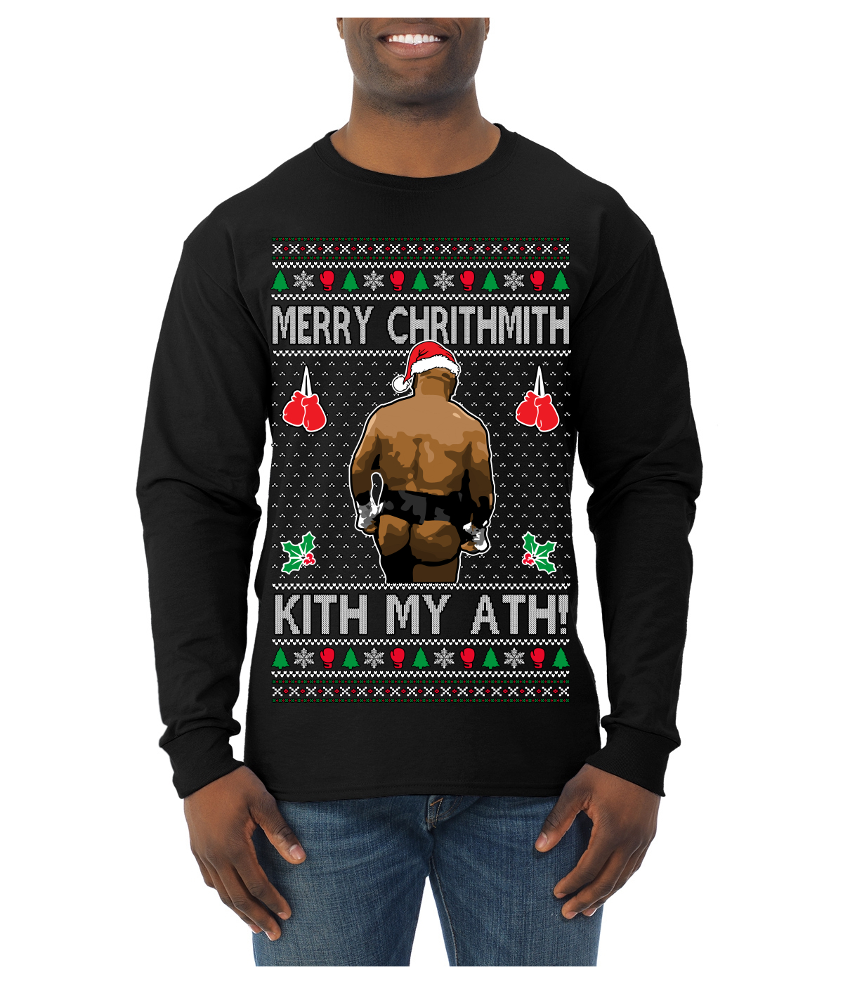 Kith My Ath Fight Meme Ugly Christmas Sweater Mens Long Sleeve Shirt