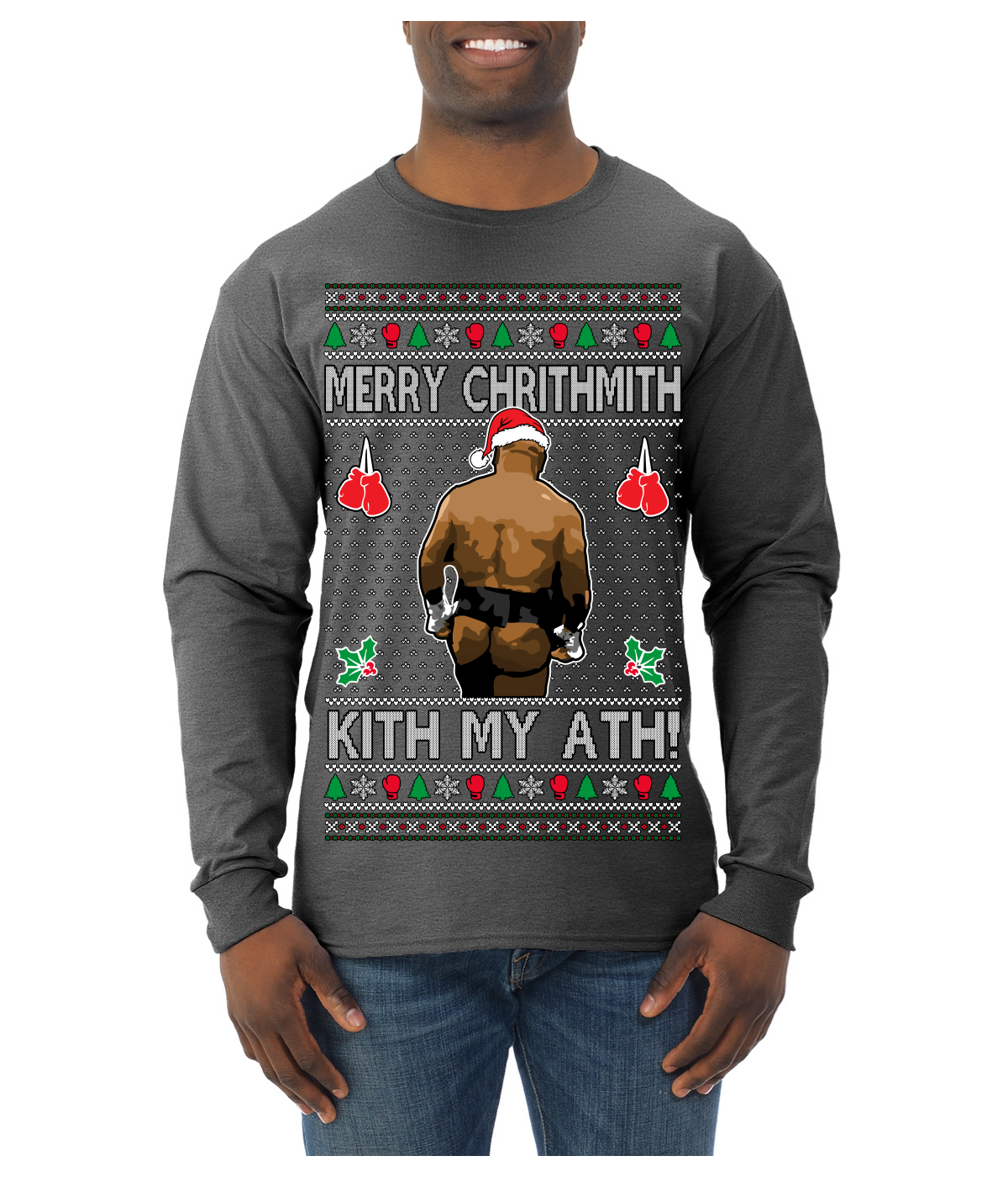 Kith My Ath Fight Meme Ugly Christmas Sweater Mens Long Sleeve Shirt