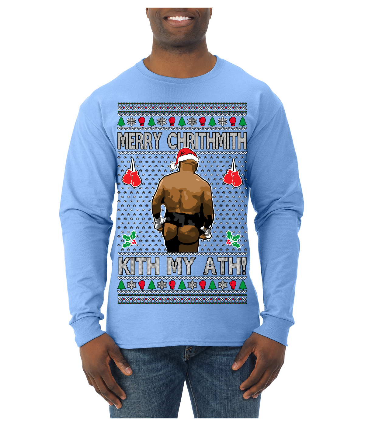 Kith My Ath Fight Meme Ugly Christmas Sweater Mens Long Sleeve Shirt