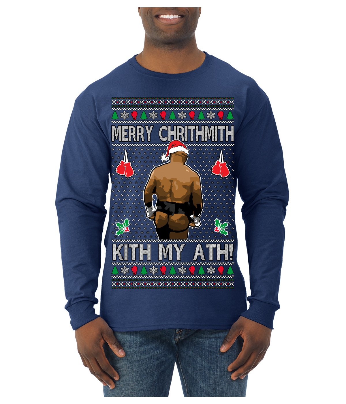 Kith My Ath Fight Meme Ugly Christmas Sweater Mens Long Sleeve Shirt