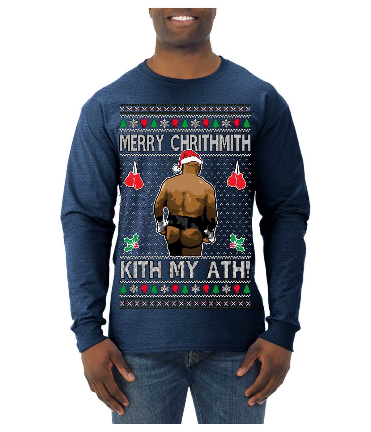 Kith My Ath Fight Meme Ugly Christmas Sweater Mens Long Sleeve Shirt