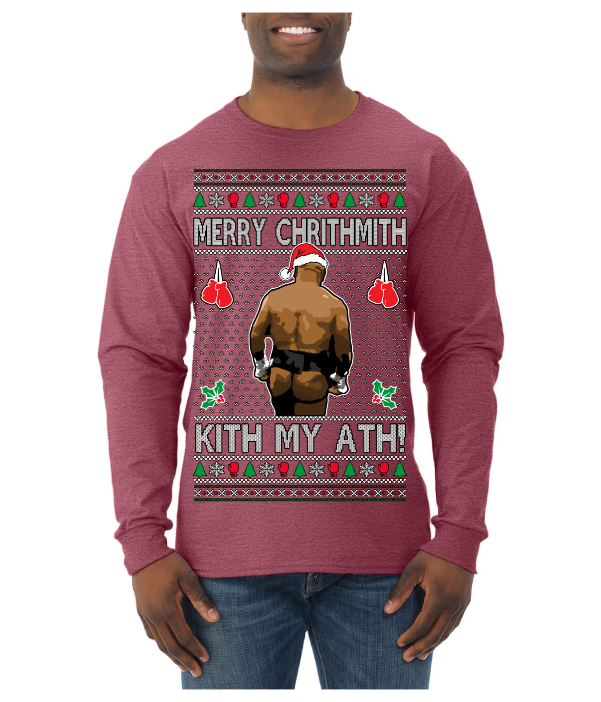 Kith My Ath Fight Meme Ugly Christmas Sweater Mens Long Sleeve Shirt