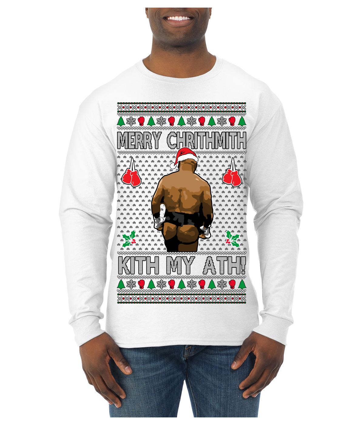 Kith My Ath Fight Meme Ugly Christmas Sweater Mens Long Sleeve Shirt