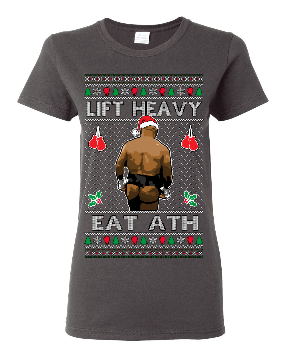 Lift Heavy Eat Ath Meme Ugly Christmas Sweater Womens Graphic Shirt