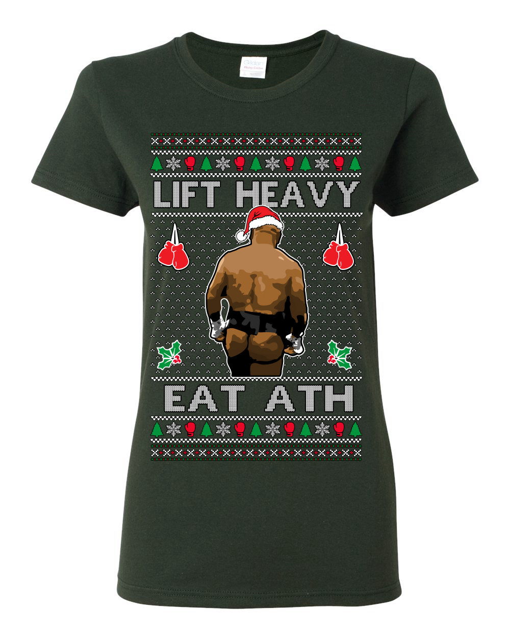 Lift Heavy Eat Ath Meme Ugly Christmas Sweater Womens Graphic Shirt