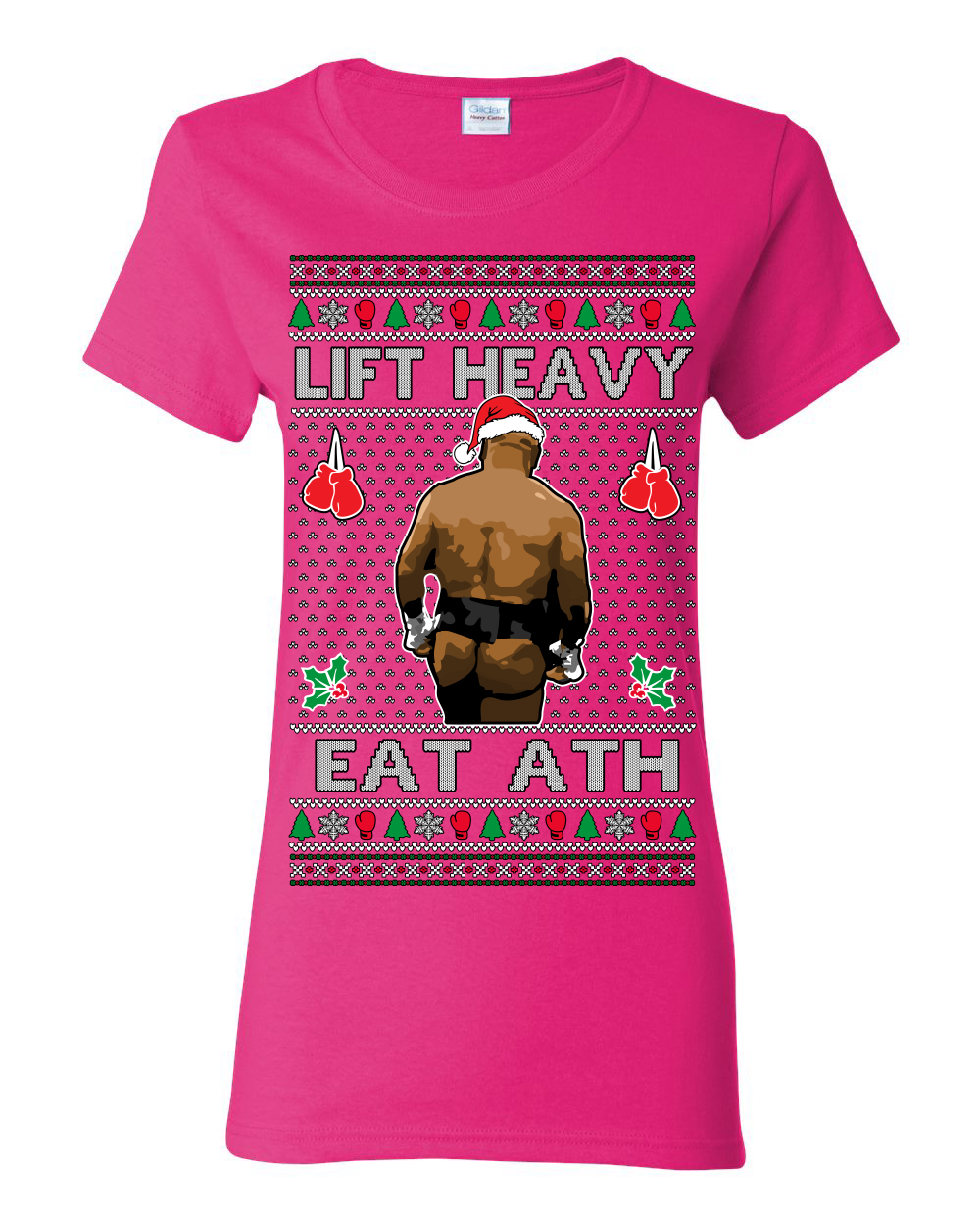 Lift Heavy Eat Ath Meme Ugly Christmas Sweater Womens Graphic Shirt