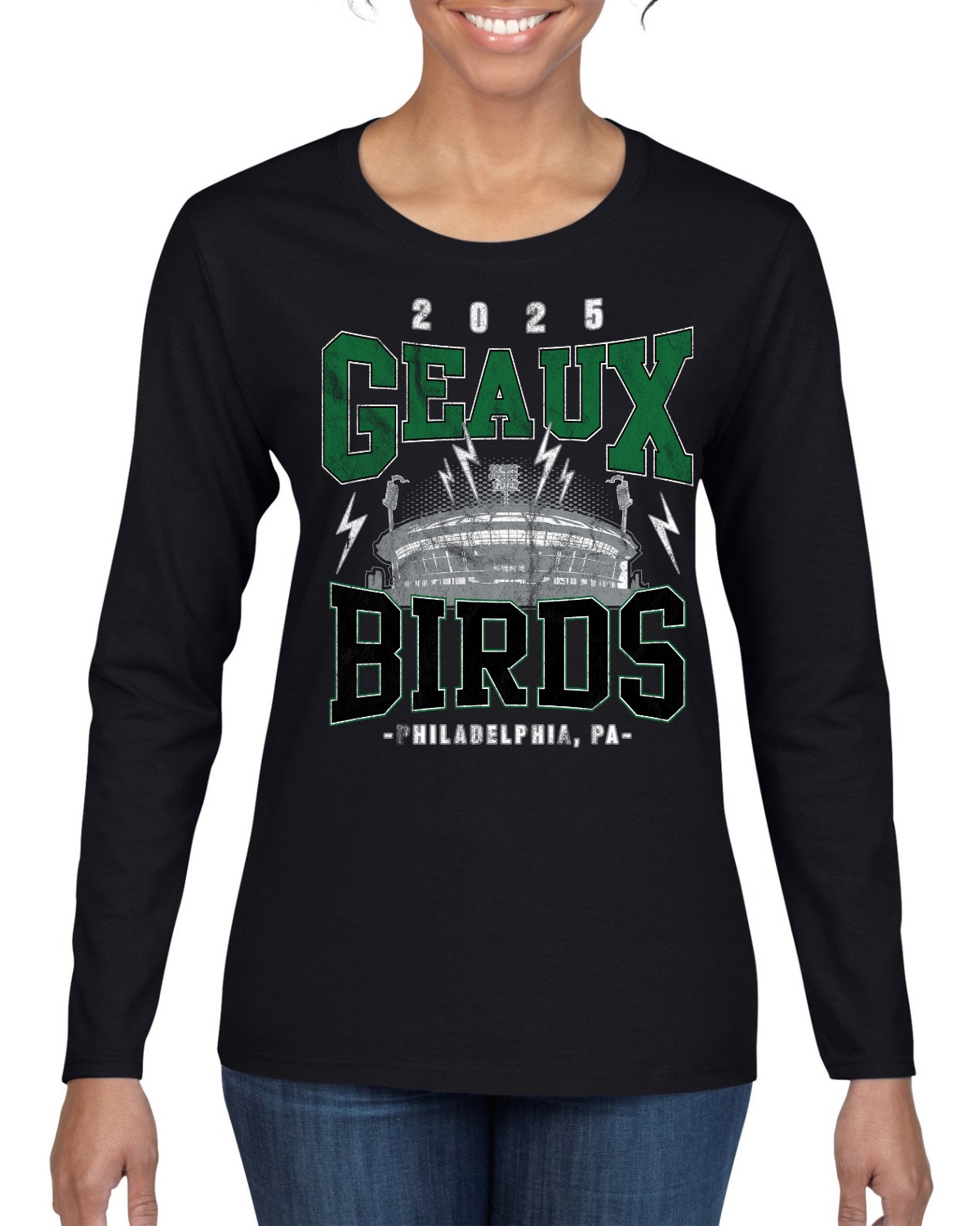 Geaux Birds Classic Football Philly PA Sports Stadium Sports Womens Long Sleeve