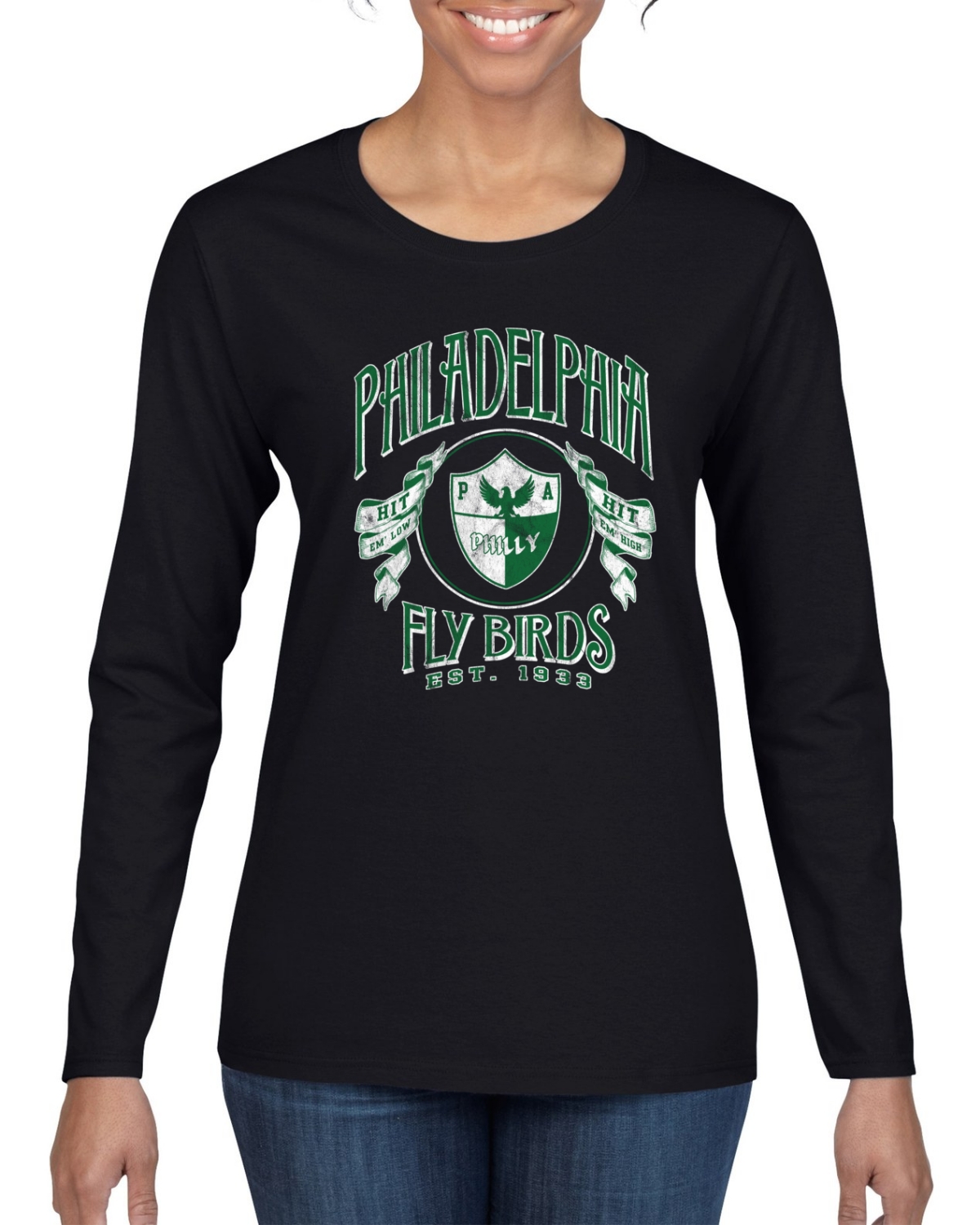 Philly PA Football Fly Birds Est 1933 Classic Logo Sports Womens Long Sleeve