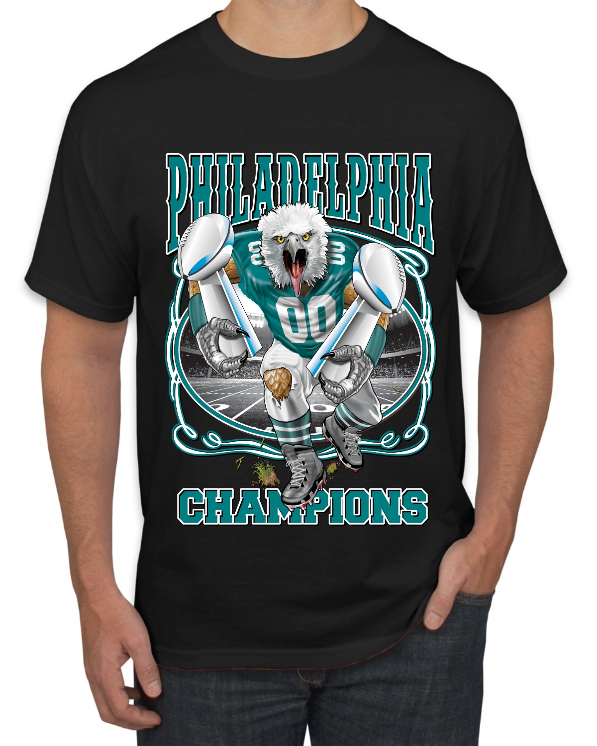Philly PA Football 2x Champions Birds Championship Sports Men's T-Shirt - Picture 3 of 5
