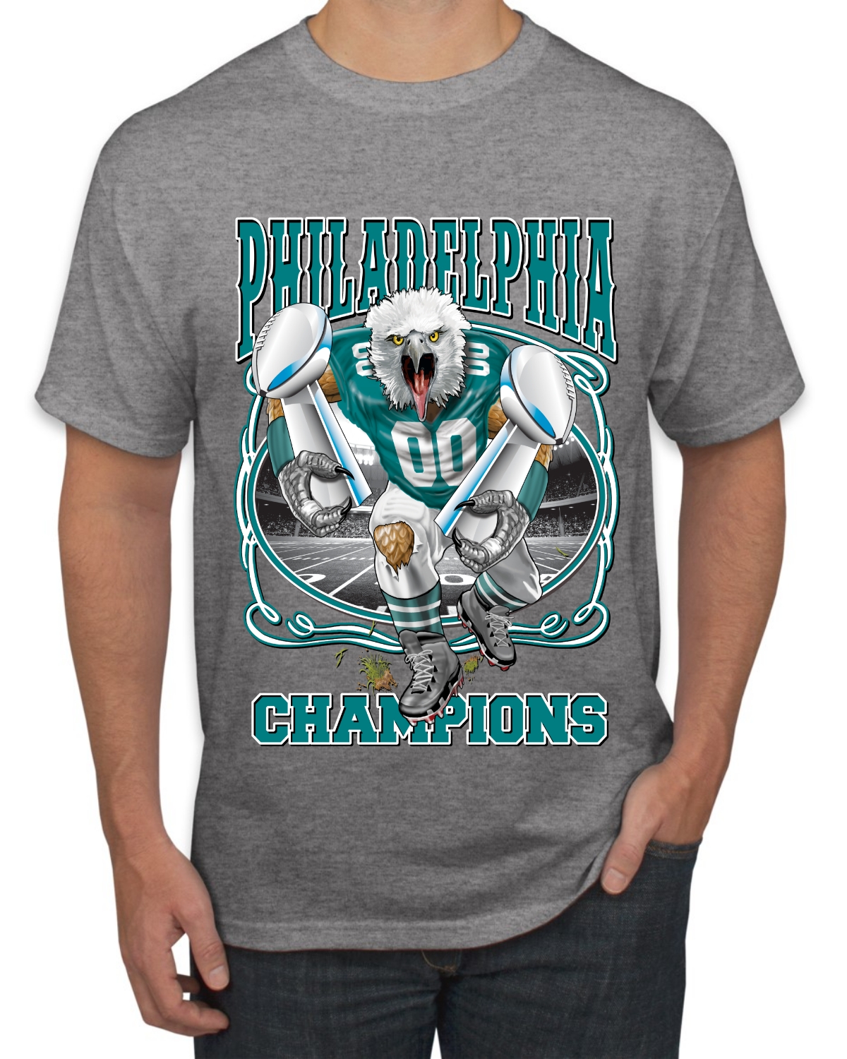 Philly PA Football 2x Champions Birds Championship Sports Men's T-Shirt - Picture 4 of 5