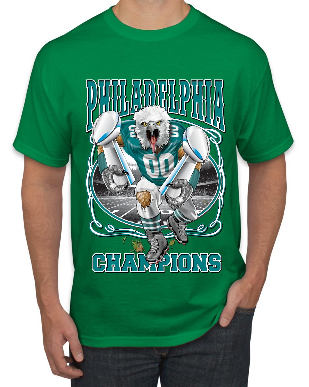 Philly PA Football 2x Champions Birds Championship Sports Men's T-Shirt - Picture 5 of 5
