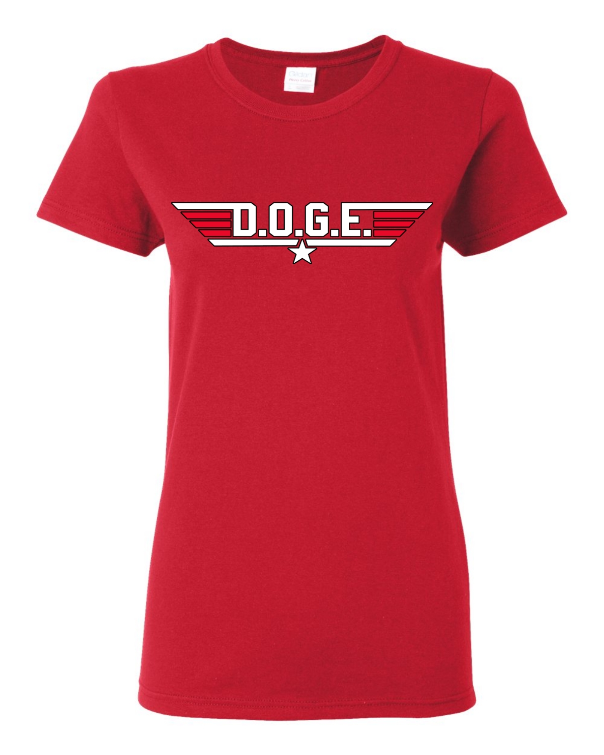 DOGE Red White Classic 80s Parody Logo Democrats Womens Graphic T-Shirt - Picture 7 of 9
