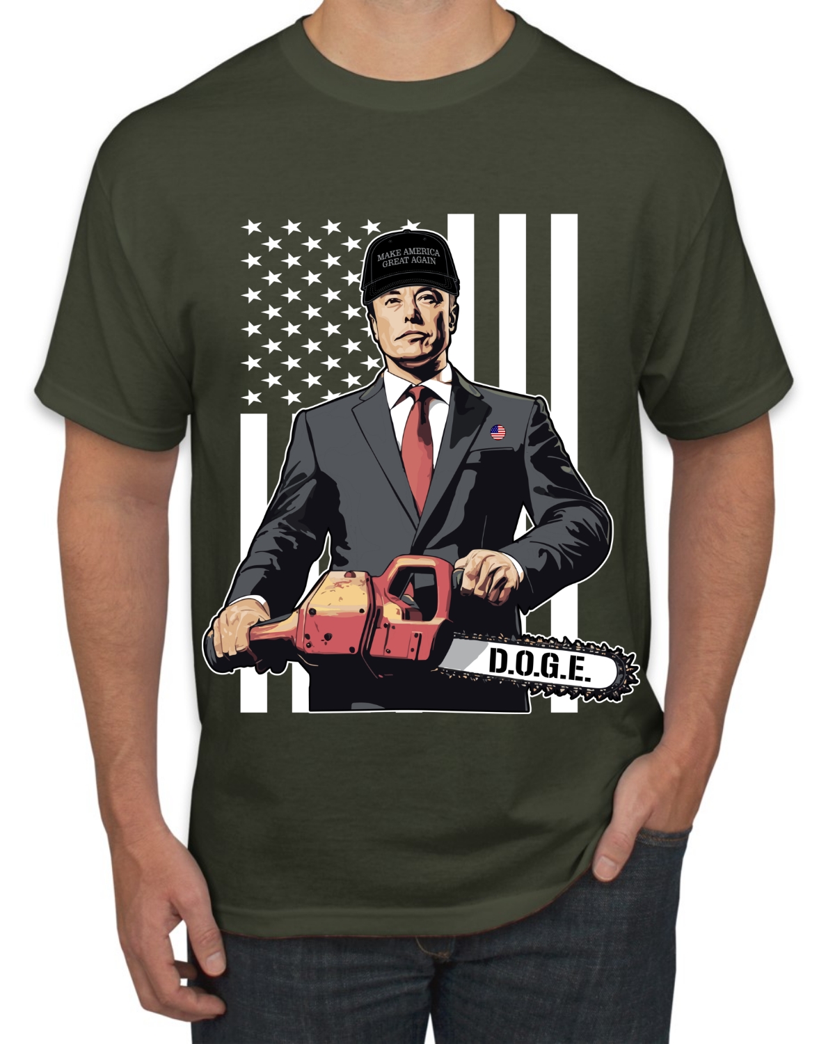 Elon Musk Chainsaw Viral Meme DOGE Dark MAGA Quote Men's T-Shirt - Picture 13 of 14