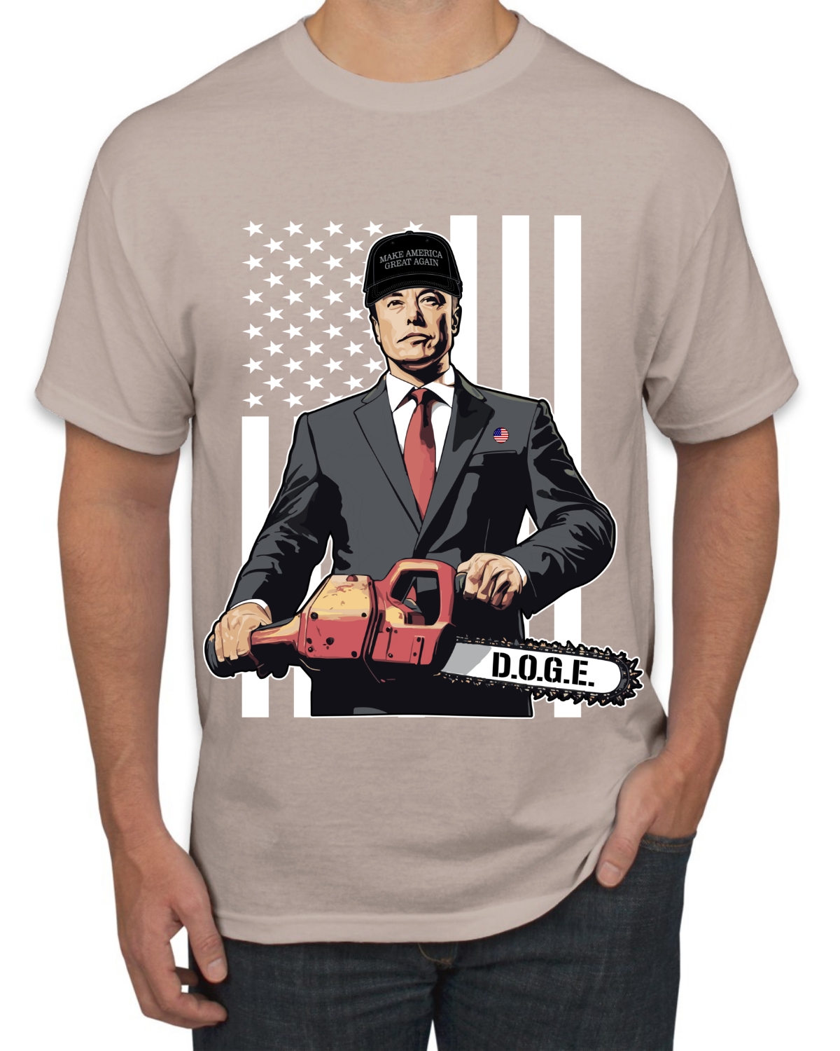 Elon Musk Chainsaw Viral Meme DOGE Dark MAGA Quote Men's T-Shirt - Picture 14 of 14