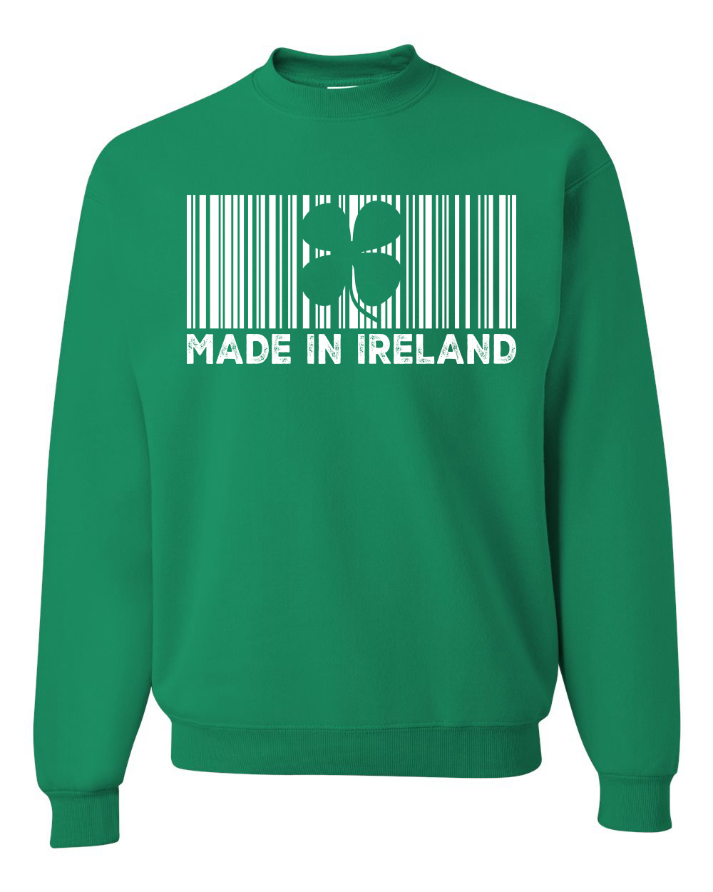 Suéter de cuello redondo unisex de cuello redondo con código de barras de trébol irlandés hecho en Irlanda de San Patricio - Imagen 3 de 3