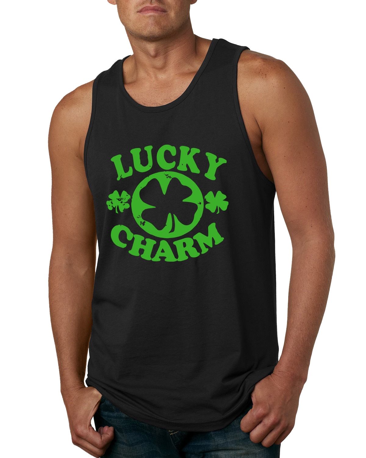 Camiseta sin mangas gráfica vintage Lucky Charm trébol irlandés bebedor día de San Patricio para hombre - Imagen 3 de 3