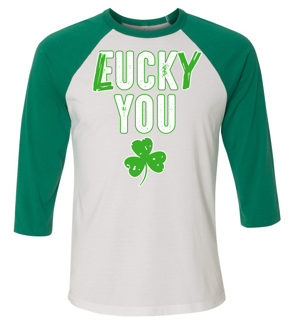 Lucky Shamrock Funny Clover St Patricks Pattys Day Men Women Baseball Tee Shirt - Picture 17 of 27