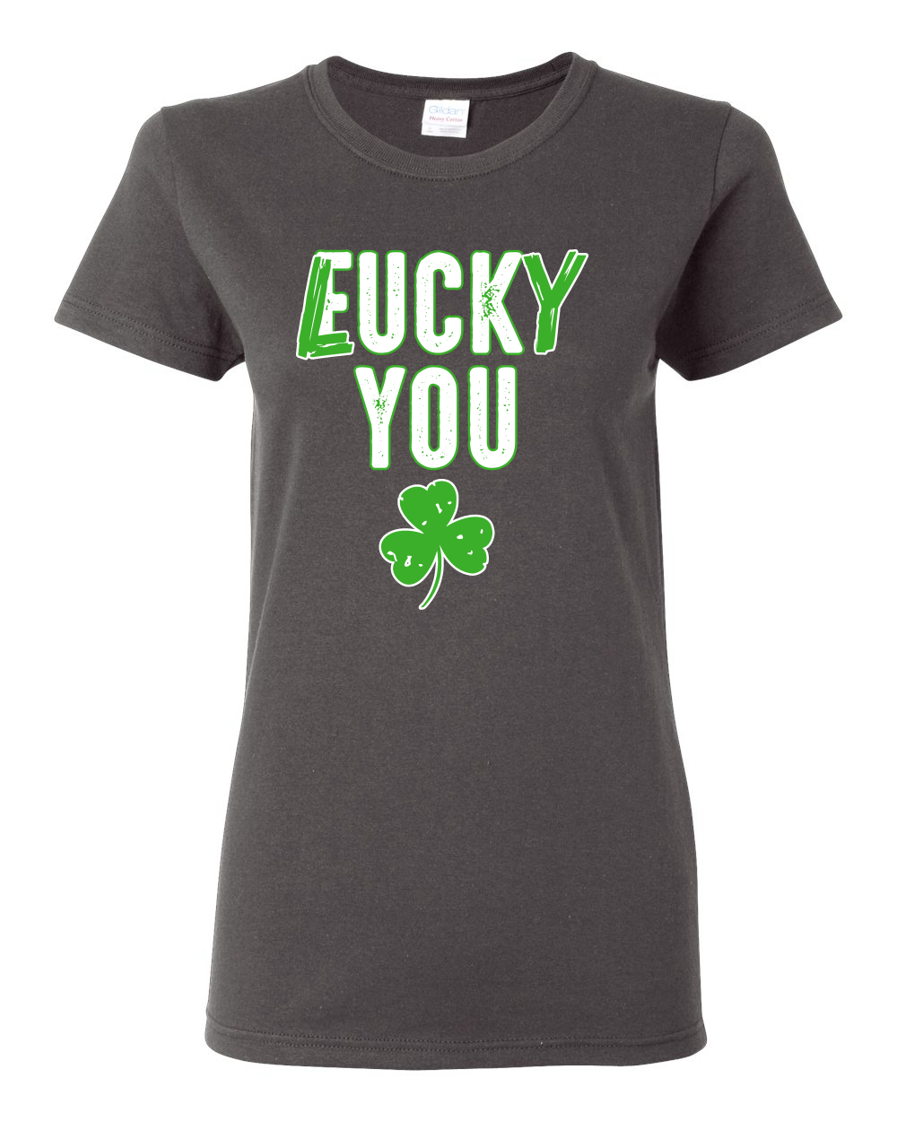 Lucky You F U Funny Irish Clover St Patricks Day Women Graphic Shirt - Picture 4 of 6