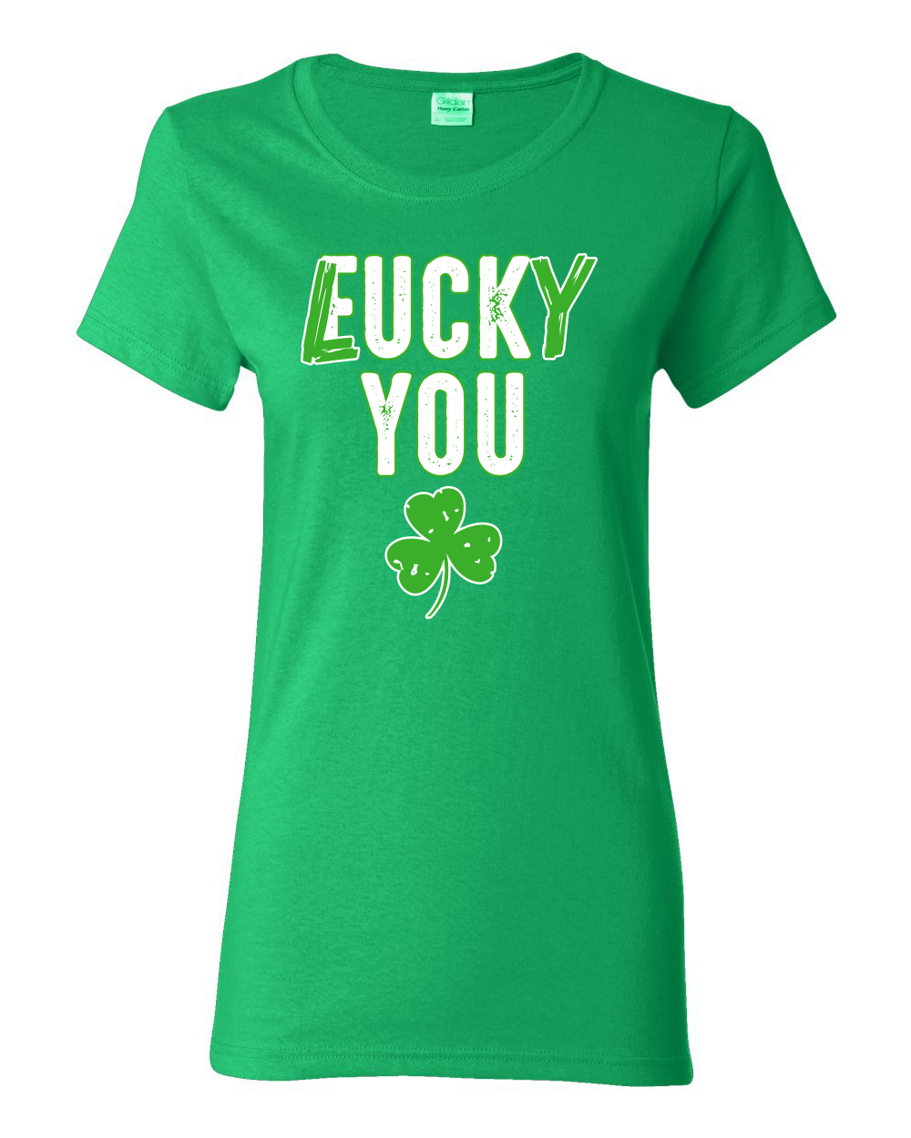 Lucky You F U Funny Irish Clover St Patricks Day Women Graphic Shirt - Picture 6 of 6