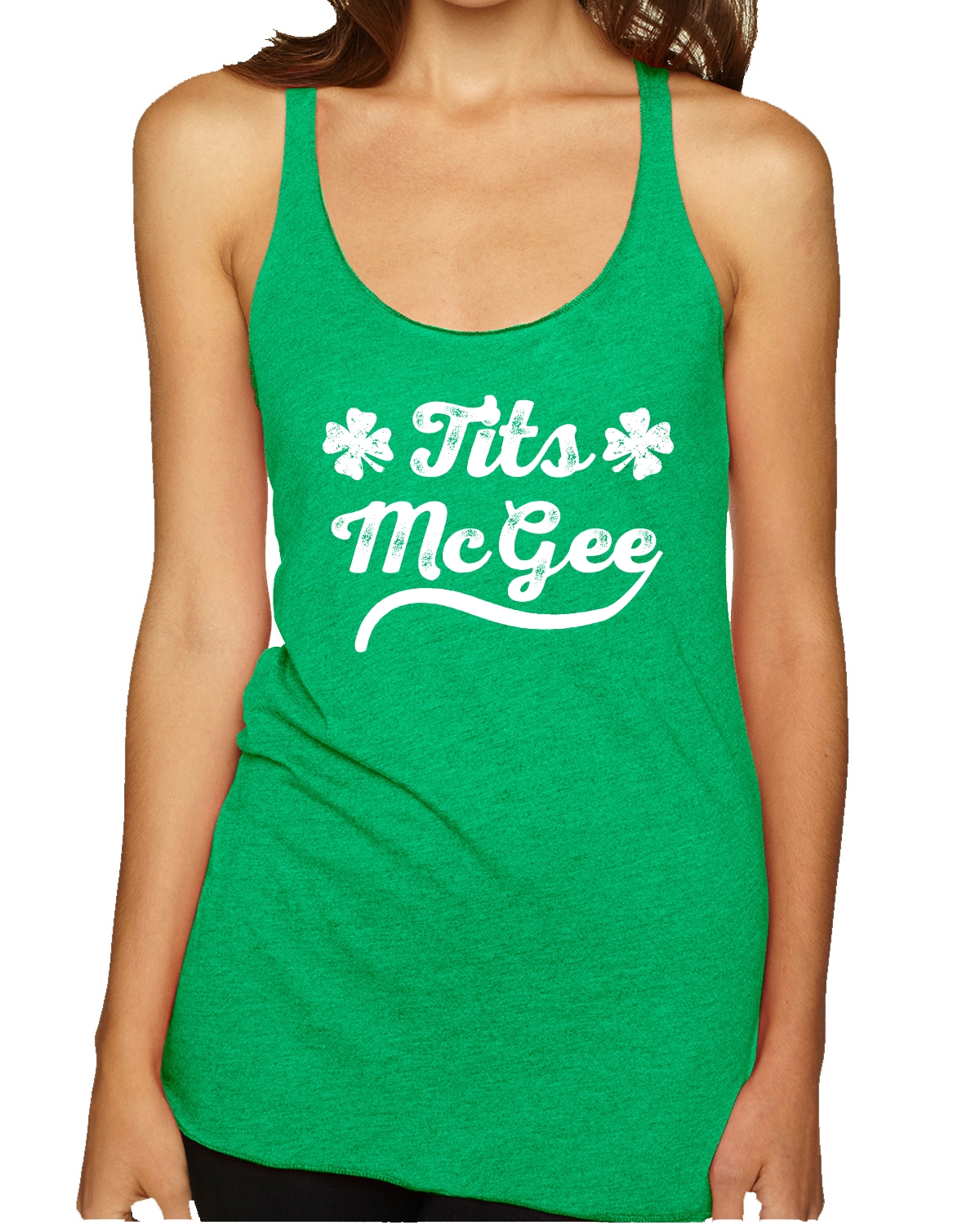 Tits McGee Funny Irish Clover Drinking Name St Patricks Day Tri-Blend Tank Top - Picture 3 of 3