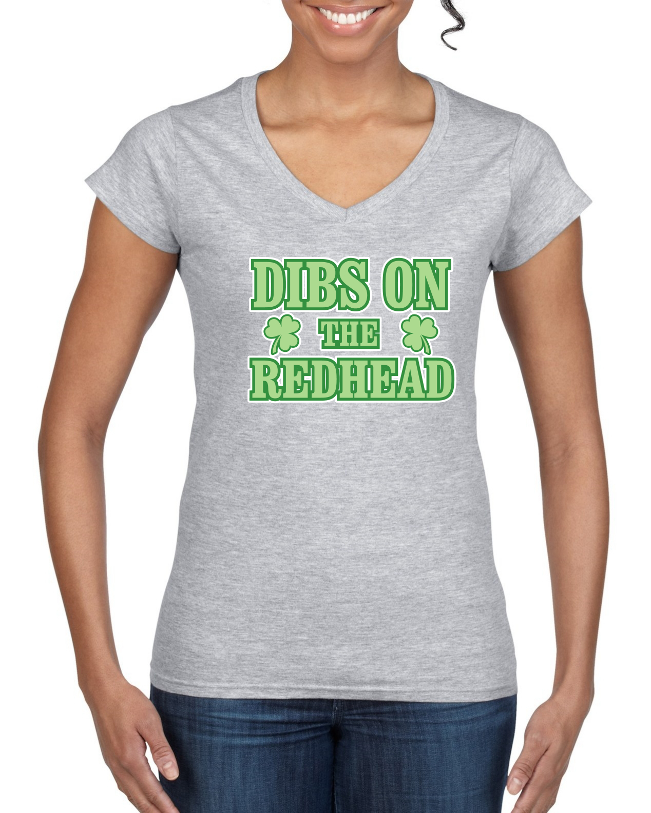 Camiseta Dibs On The Redhead Divertida Irlandesa Bebida Clásica Mujer Estándar Cuello en V - Imagen 4 de 4