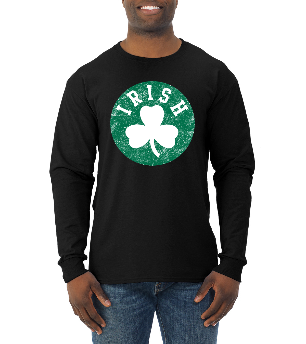 Vintage Irish Shamrock Classic St Patricks Day Men Long Sleeve Shirt - Picture 3 of 6