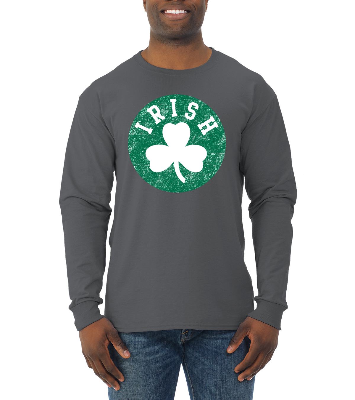 Vintage Irish Shamrock Classic St Patricks Day Men Long Sleeve Shirt - Picture 4 of 6