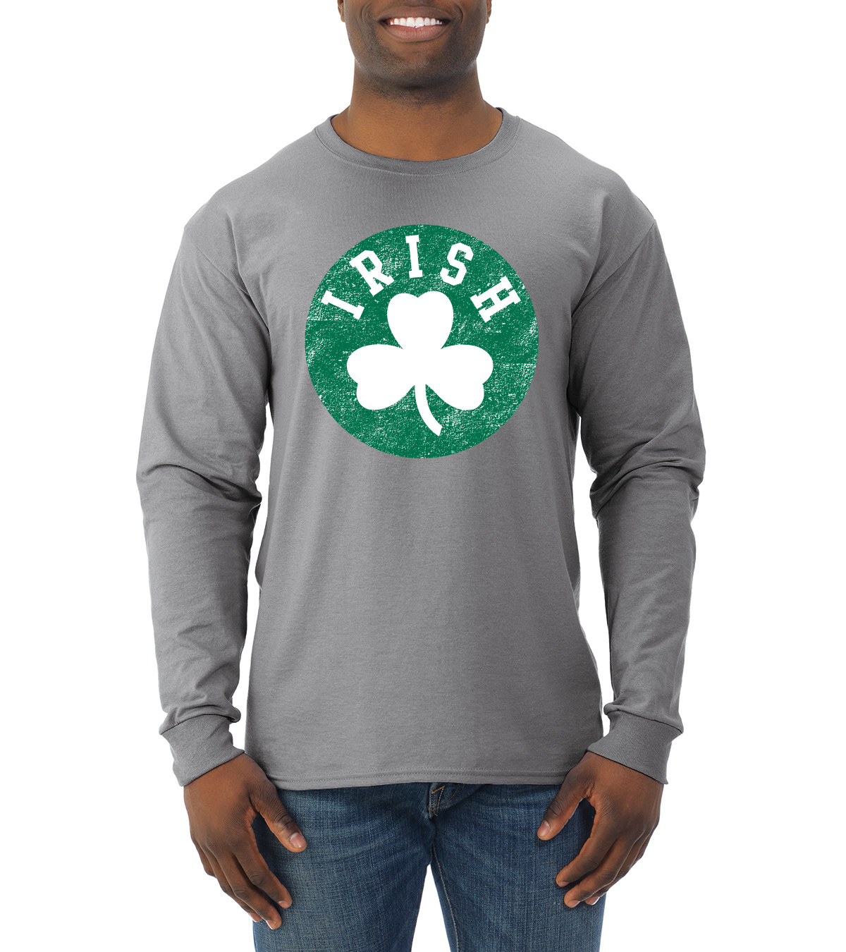 Vintage Irish Shamrock Classic St Patricks Day Men Long Sleeve Shirt - Picture 5 of 6