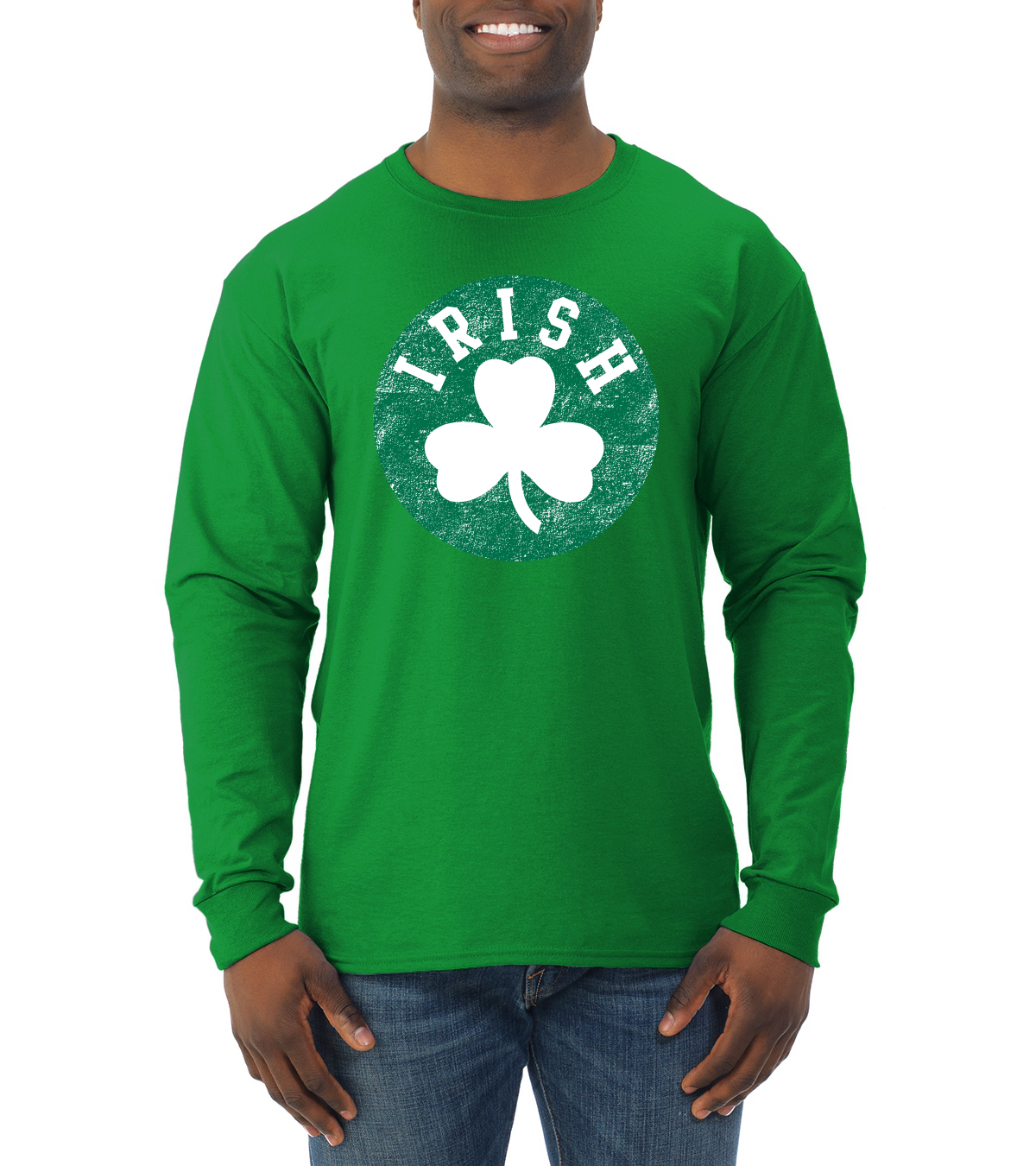 Vintage Irish Shamrock Classic St Patricks Day Men Long Sleeve Shirt - Picture 6 of 6