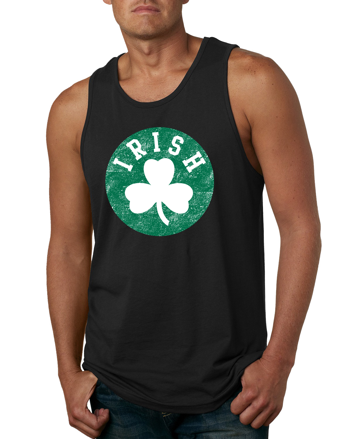 Vintage Irish Shamrock Classic St Patricks Day Men Graphic Tank Top - Picture 3 of 4